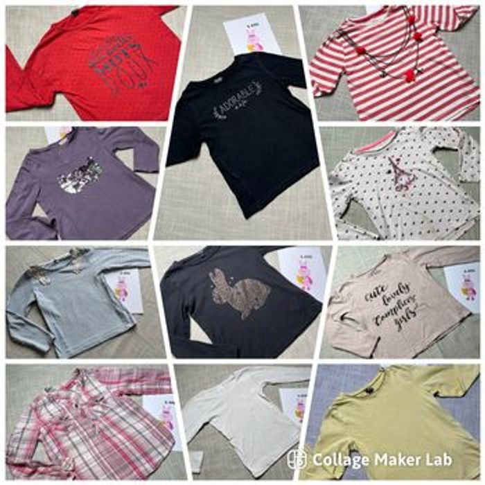 Lot de 11 t-shirts manches longues fille – 6 ans – Bon état
