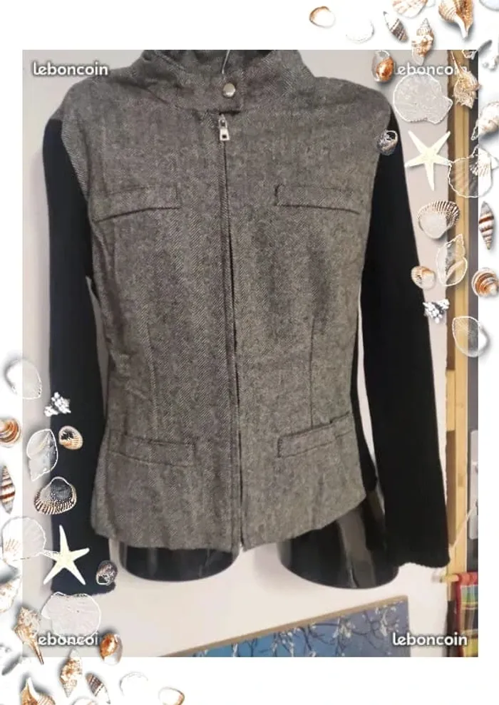 blouson Alain Manoukian taille 38 noir et blanc