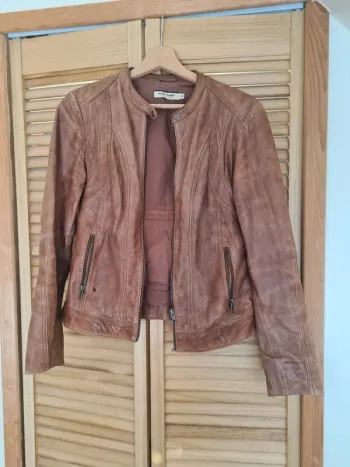 Veste en cuir camel Naf Naf