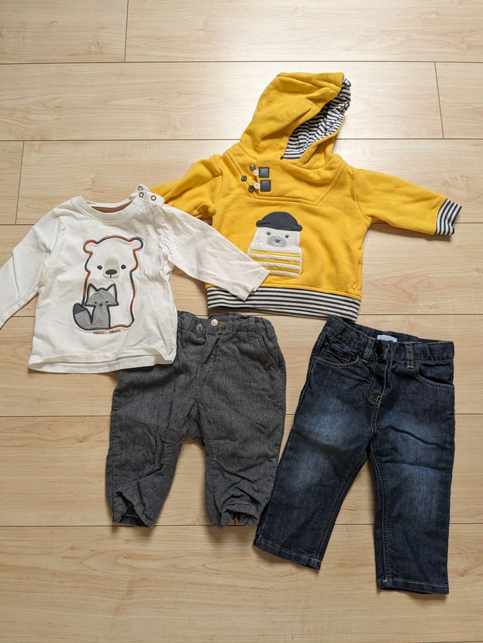 lot de 2 pantalons + sweat à capuche 6 mois
