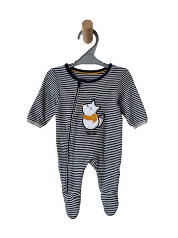 Pyjama rayé bleu marine et gris - Obaïbi 1 mois (53cm)