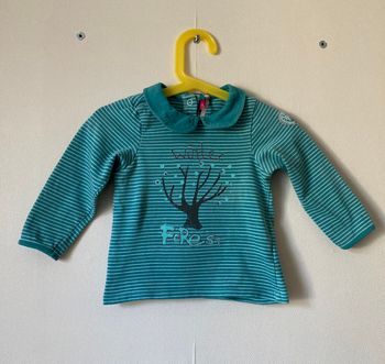 haut manches longues rayé imprimé forêt d'hiver taille 23 mois