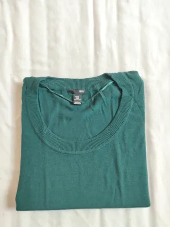 Pull long col rond H&M vert forêt taille M