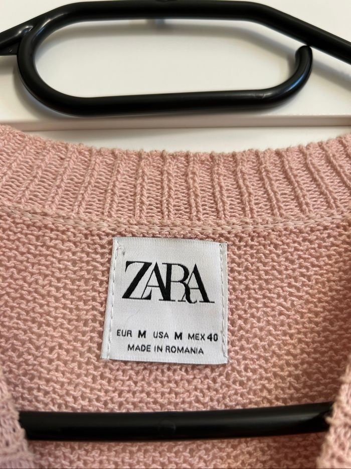 Pull à crochet rose pâle Homme Zara Tailles L-XL - photo numéro 5