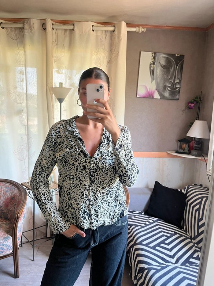 Blouse chemisier léopard vintage y2k 2000yer country western