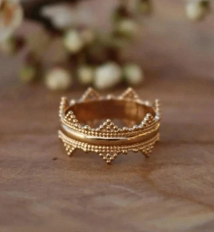 Bague structurée couronne plaqué or 18k taille 54