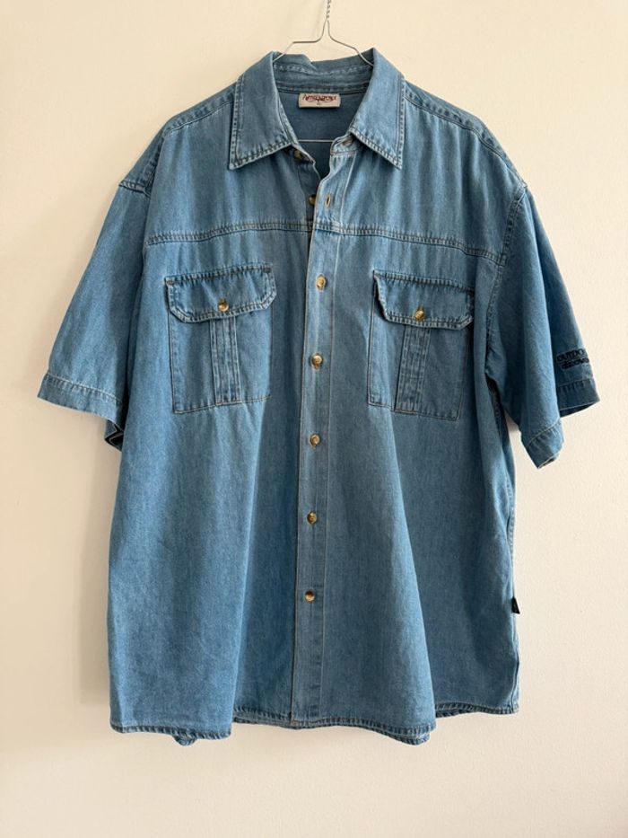 Chemise jean denim adventure vintage USA manches courte XL top état - photo numéro 2