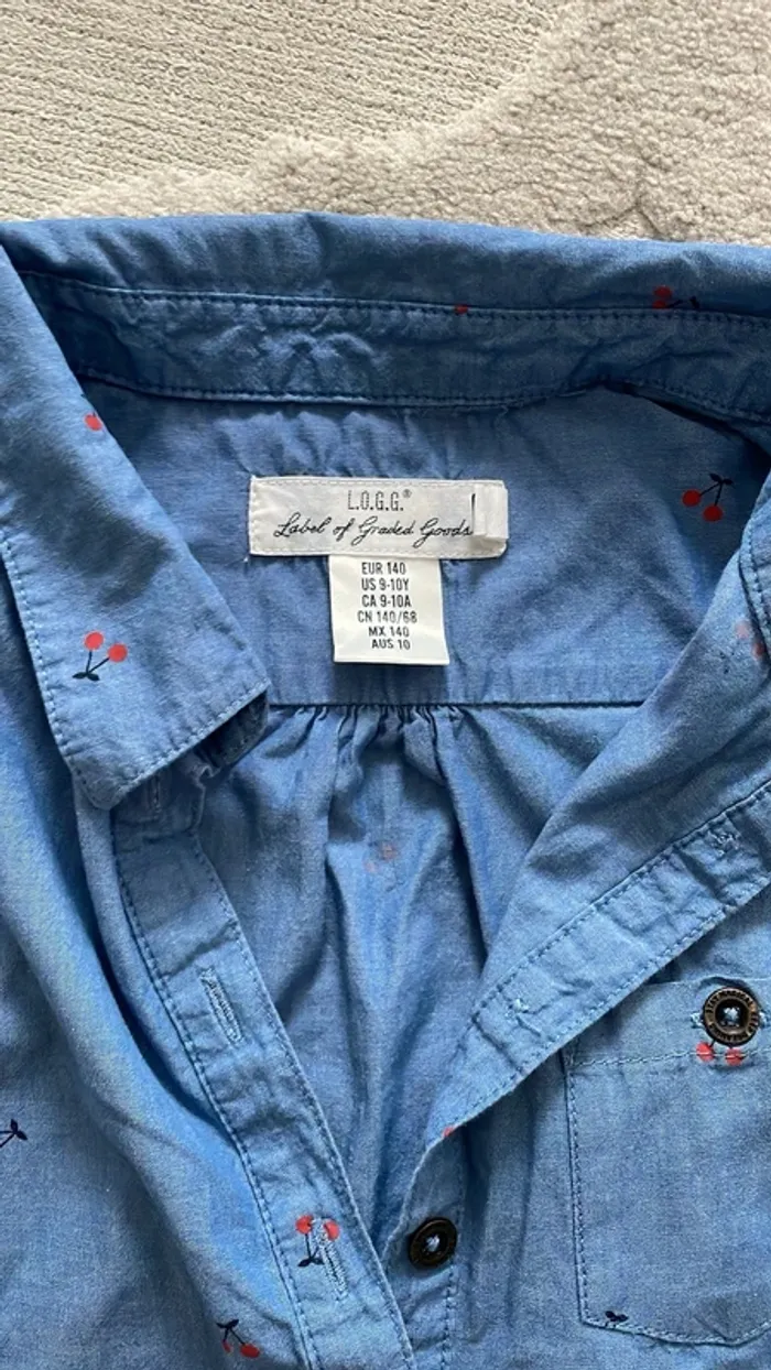 Robe sans manches bleue à cerises – 9-10 ans (140 cm) - photo numéro 3