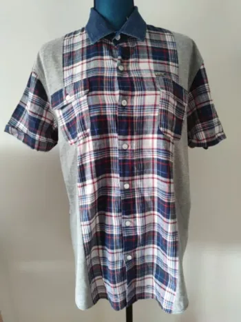 Chemise homme été manches courtes bicolore carreaux années 90