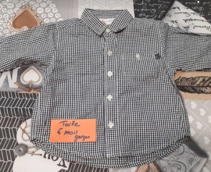 Chemise vichy noire 6 mois garçon