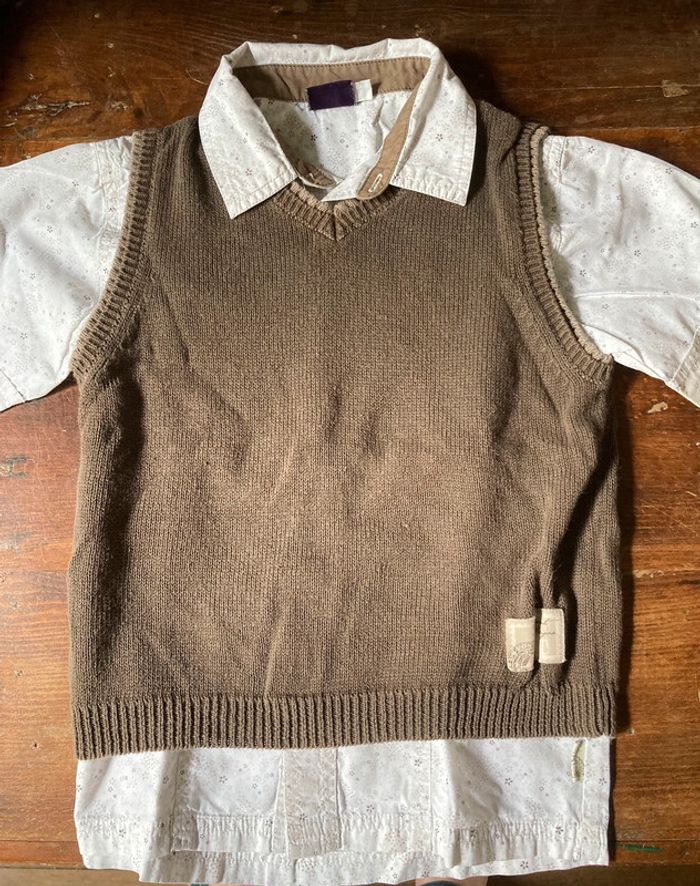 Ensemble cérémonie chemisette et pull sans manche léger 7-8 ans Sergent Major