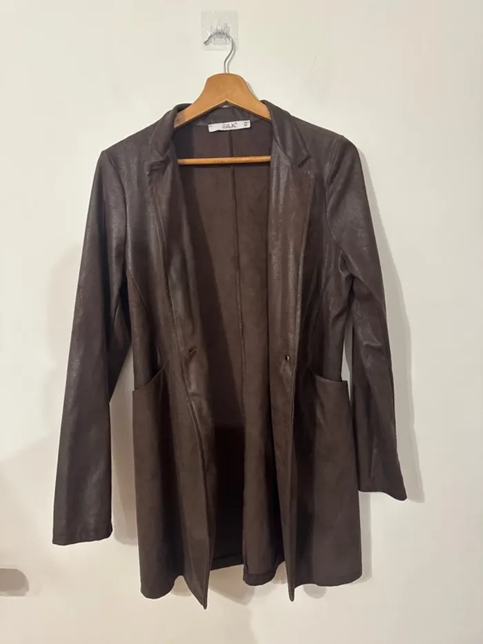 Veste blazer marron effet daim – Silk – Taille M - photo numéro 2