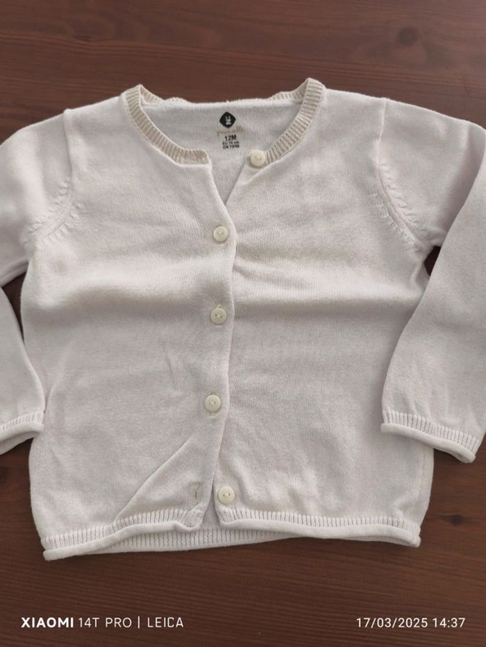 Lot 2 gilets rose/blanc 12mois Z - photo numéro 4