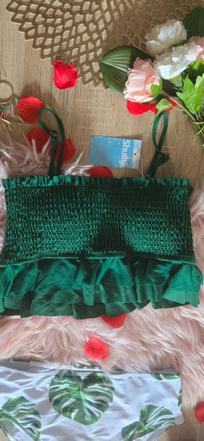 Maillot de bain 2 pièces vert tropicale taille L - photo numéro 3