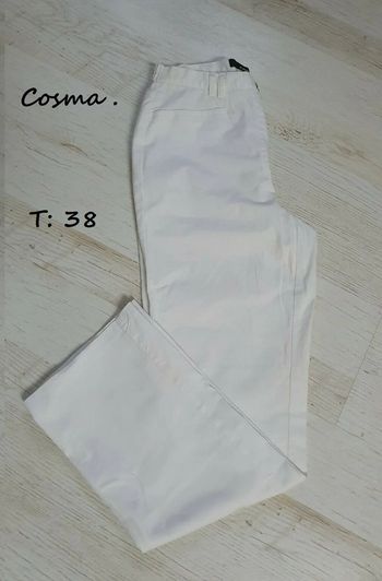 Beau pantalon blanc taille élastique coté T: 38