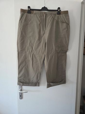 Pantacourt femme grande taille taupe 100% coton taille 50 TBE damart