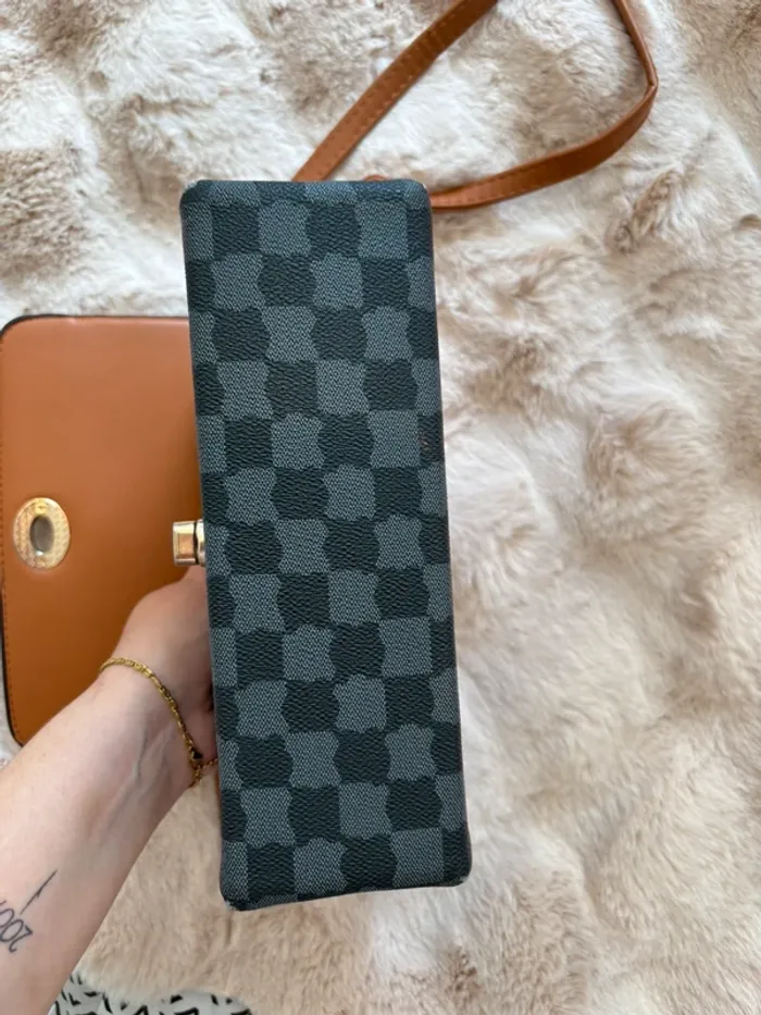 Sac à bandoulière damier noir et marron - photo numéro 7