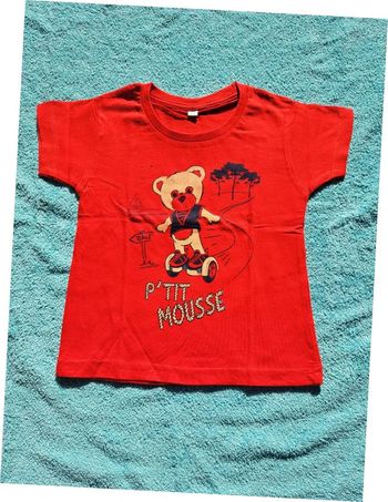 T-Shirt Manches Courtes 0/2 ans 100% coton rouge