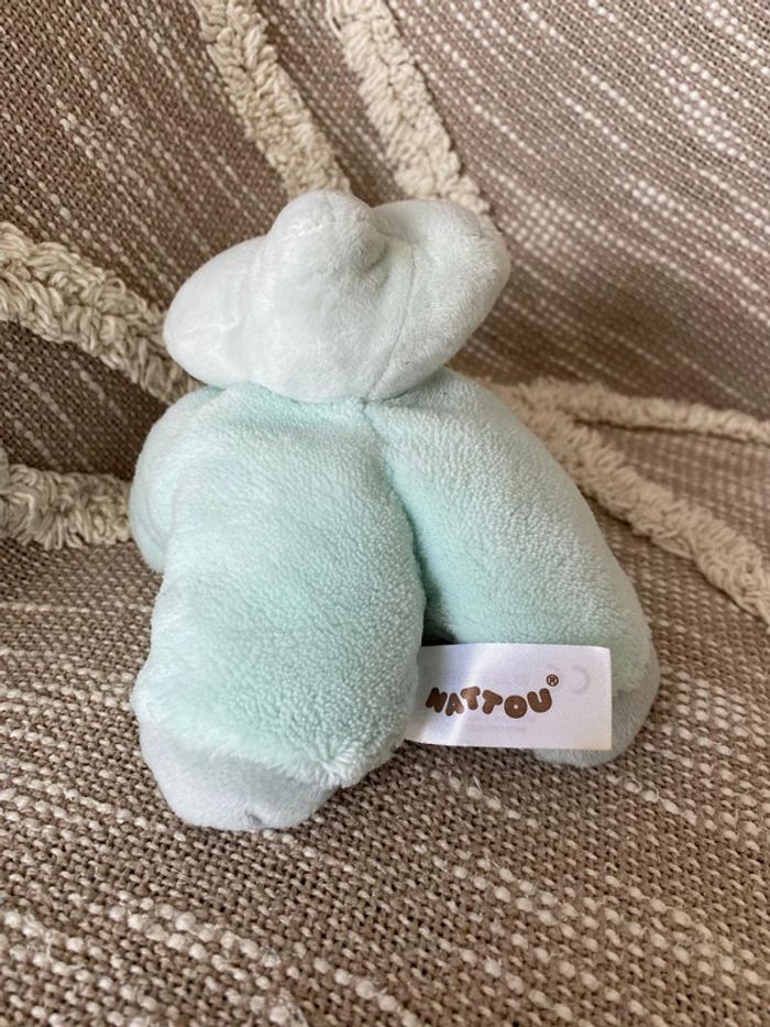 Peluche Doudou 13cm nattou hippopotame bleu parfait état - photo numéro 3
