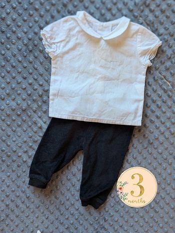 Ensemble bébé noir et blanc - t-shirt jaimolas & pantalon zeeman - taille 3 mois