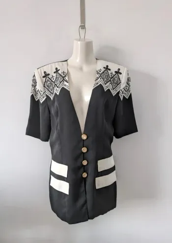 Veste d'été brodée boutons dorés nacrés - Ann Taylor - taille 40/42