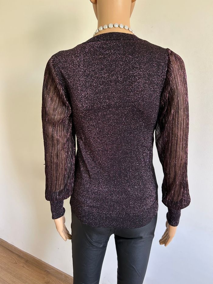 Pull violet pailleté à manches longues Morgan taille XS comme neuf - photo numéro 5
