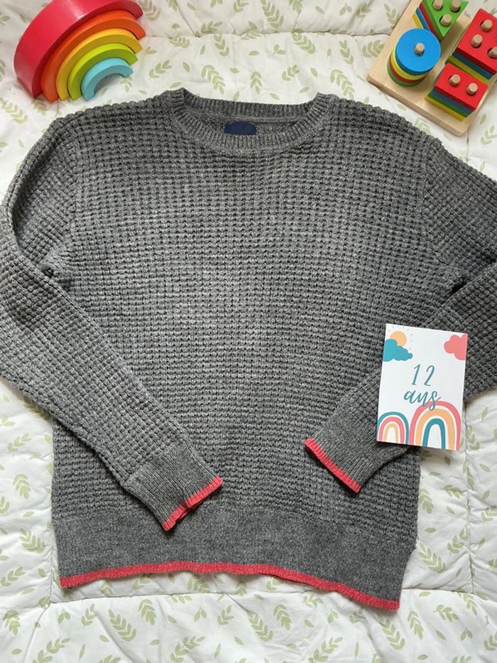 pull chaud col rond gris 12 ans gap - photo numéro 2
