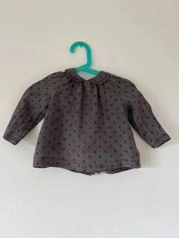 Blouse Bébé Fille DPAM (Du Pareil Au Même) - Anthracite Col Claudine - 18 Mois - Très Bon État
