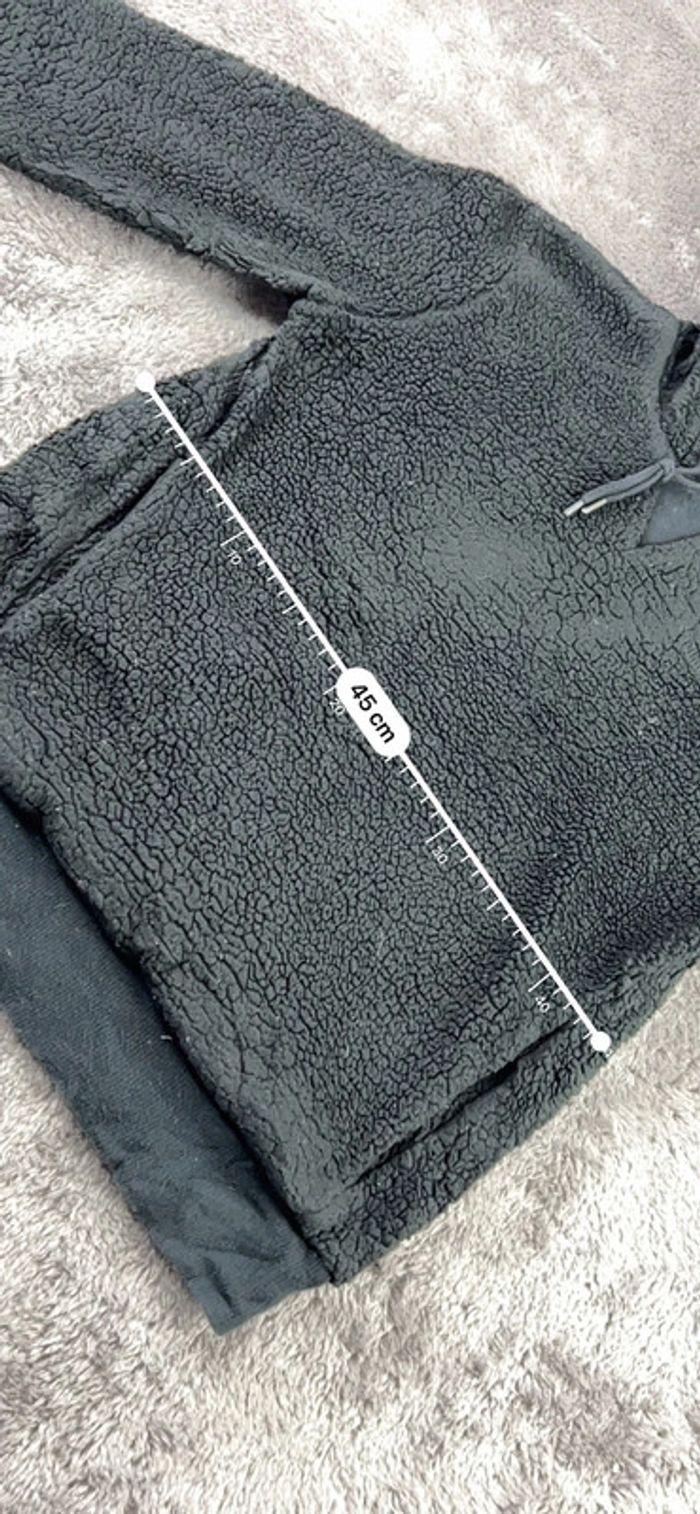 Pull sweat à capuche polaire Puma noir avec logo brodé Taille XS - photo numéro 4