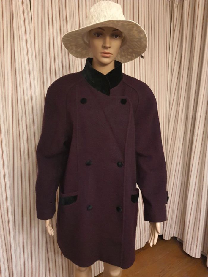 Manteau bordeaux Cristel fr 42 en 70%laine - photo numéro 3