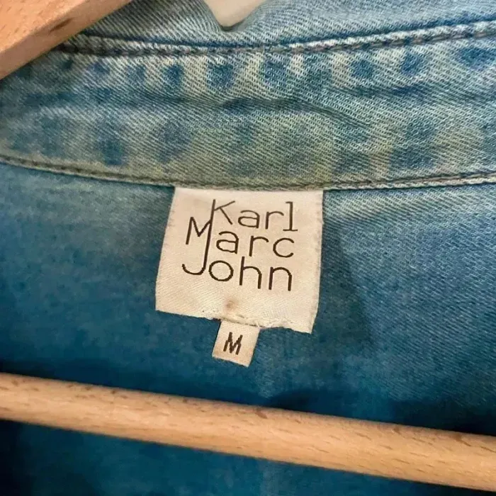 Chemise en jean femme Karl Marc John M bleu ciel délavé poches pression, surchemise casual vintage - photo numéro 10