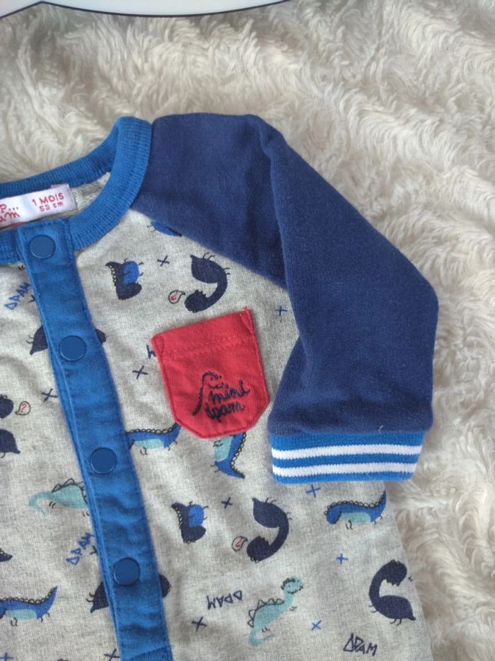 Combinaison pyjama sans pied été Garçon 1 mois Dinosaure Dpam 100% coton - photo numéro 4