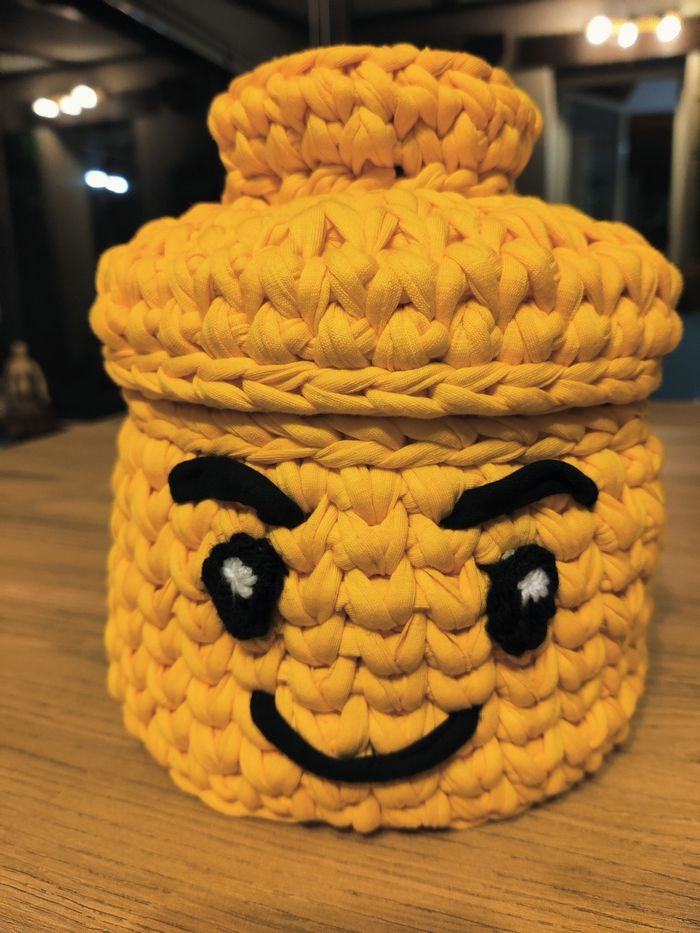 Panier au crochet en Trapilho style Lego - photo numéro 5