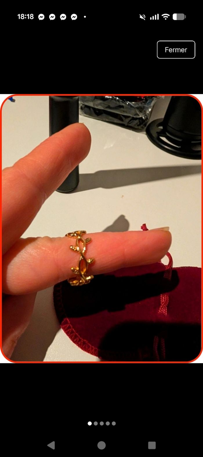 Bague "Feuillage" en Titane Doré - NEUVE