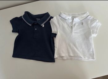 Lot 2 polos obaibi pour bébé en 3 mois bleu et blanc