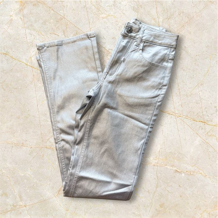 Pantalon slim luisant argenté brillant MNG taille 36 S