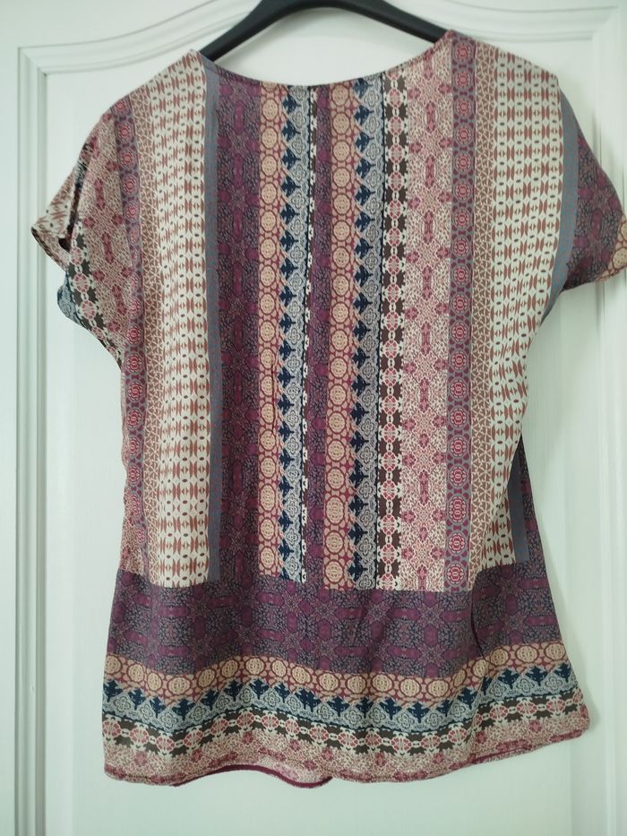 Petite blouse manches courtes à motif ethnique de - photo numéro 2