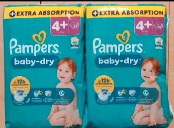 2 paquets de 39 couches Pampers baby dry taille 4+ neuf