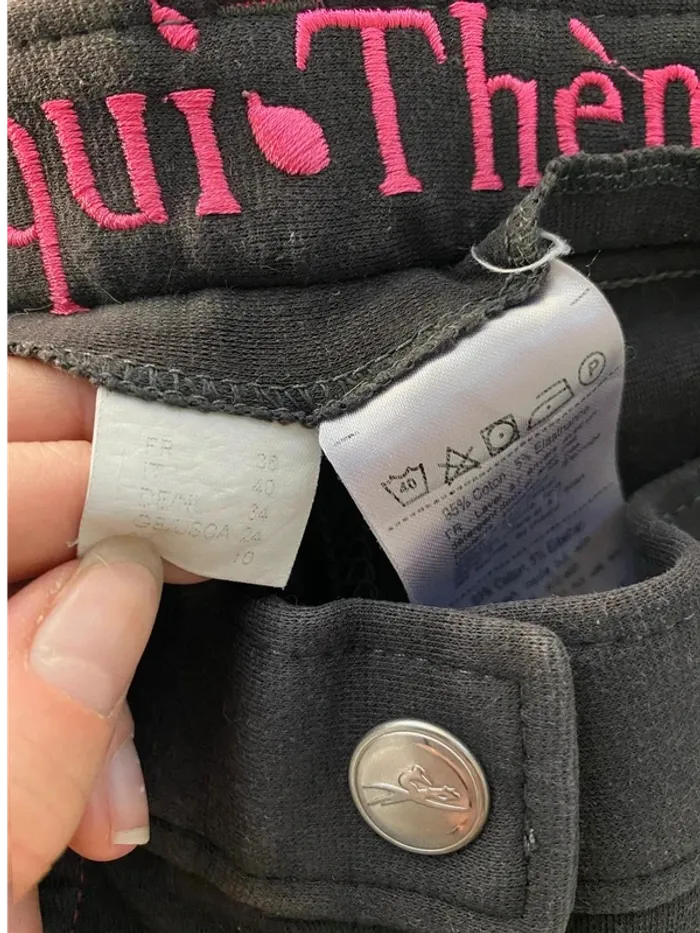 Pantalon d’Équitation Equitheme – Taille 36 – Noir et Rose - photo numéro 4