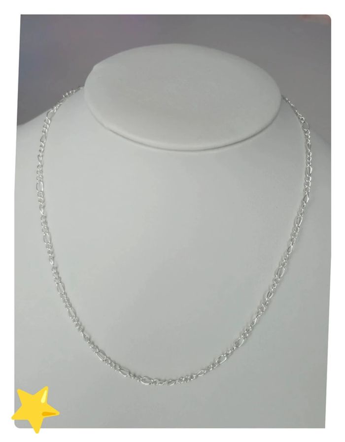 Collier maille figaro 2mm 40cm plaquage argent - photo numéro 6
