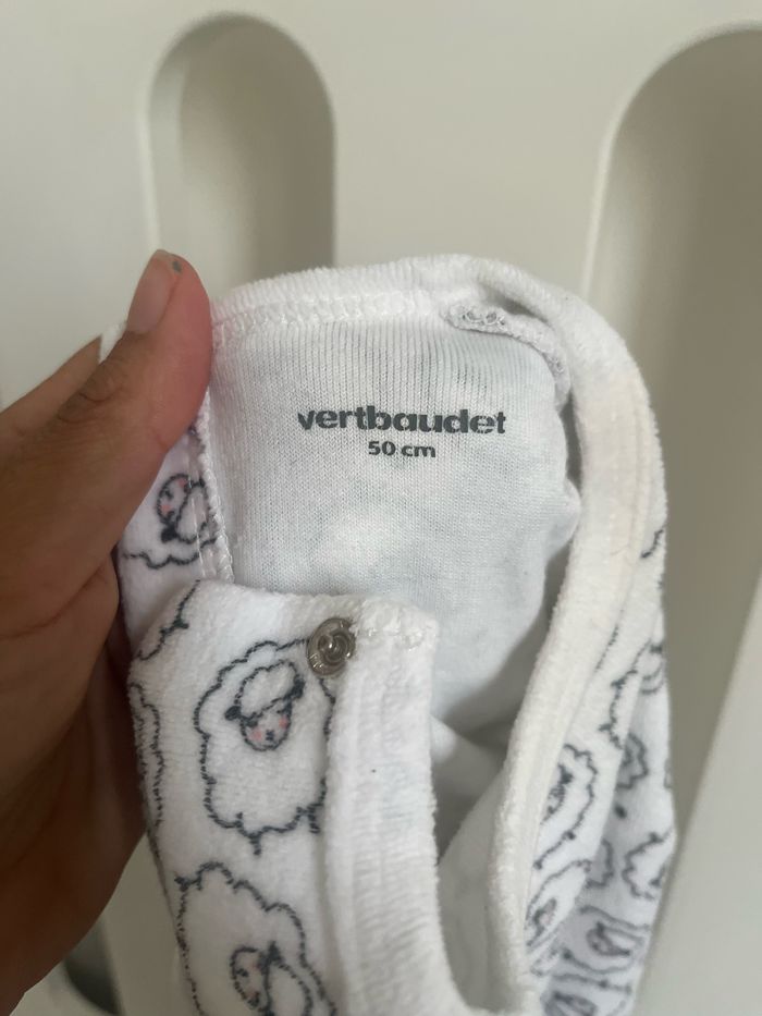 Pyjama naissance blanc 50 cm vertbaudet  motif moutons - photo numéro 3