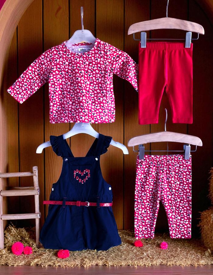 GÉMO - ENSEMBLE 5P BÉBÉ FILLE IMPRIMÉ LIBERTY, COEUR, VOLANTS & PAILLETÉ 6M - photo numéro 2