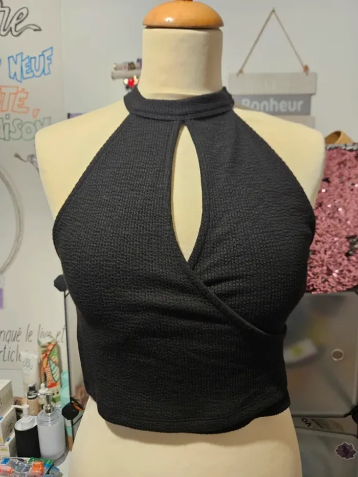 Crop-top noir manches américaines Jennyfer 36 #lora11femme36