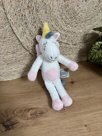Neuf doudou licorne rose blanc bébé douceur 