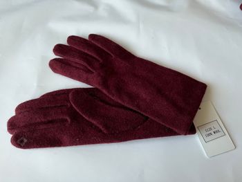 Gants tactiles en laine bordeaux taille L