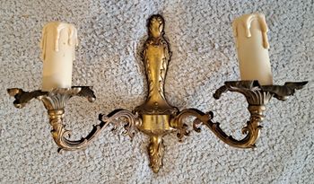 Ancienne applique en bronze à 2 branches