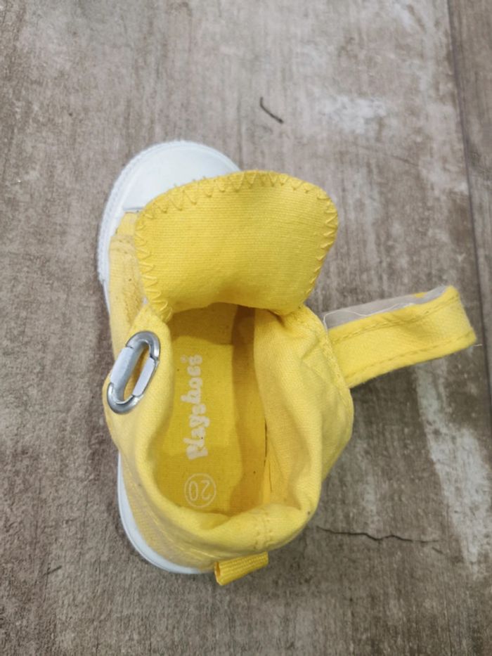 🍃Baskets montantes scratch jaune et blanche taille 20 - photo numéro 6