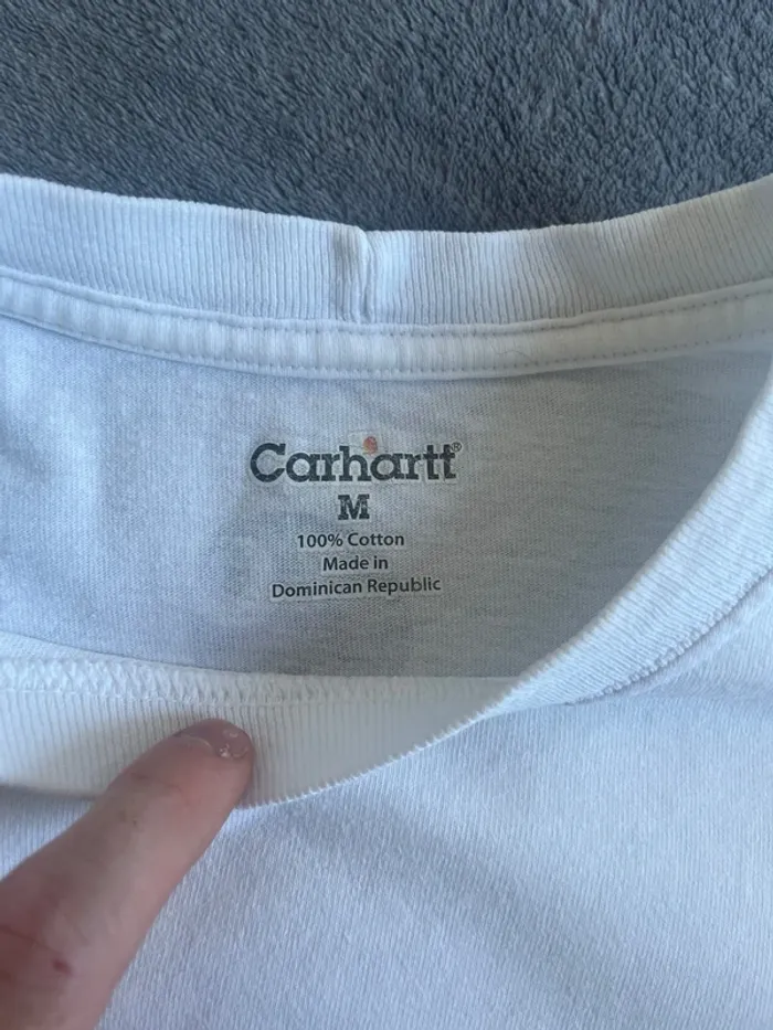 T-shirt Carhartt “Overalls” blanc vintage en Taille M - photo numéro 3