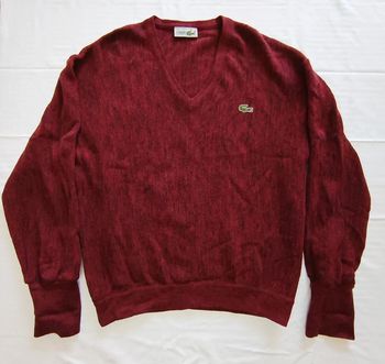 Pull col v Lacoste vintage en pure laine vierge Taille S