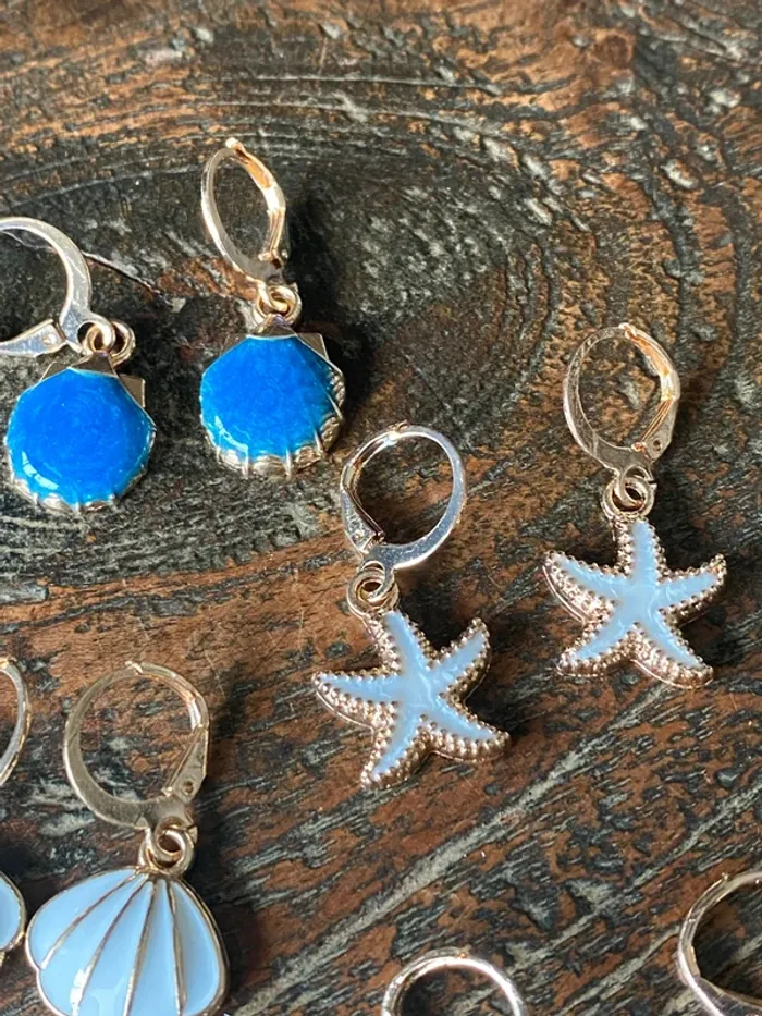 Magnifique lot de 5 paires de boucles d’oreilles, coquillages - photo numéro 2